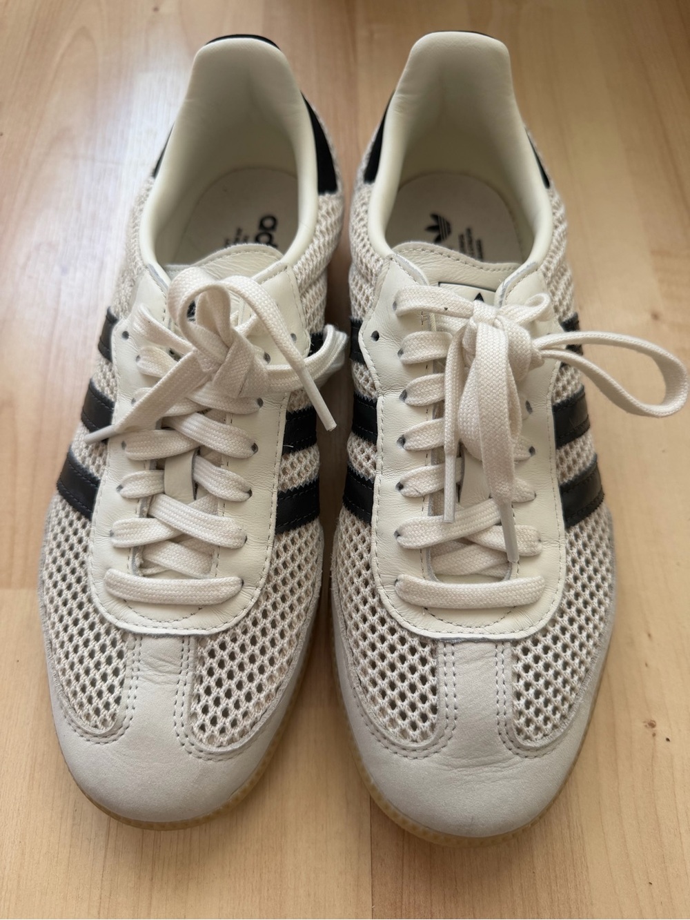 adidas mesh Cream and Black sambas